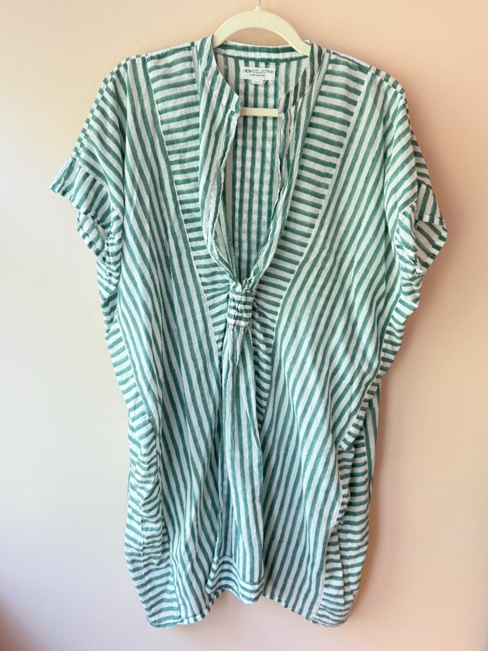 Emerson Fry Short Caftan, Moss Stripe, India Collection Cover-Up
